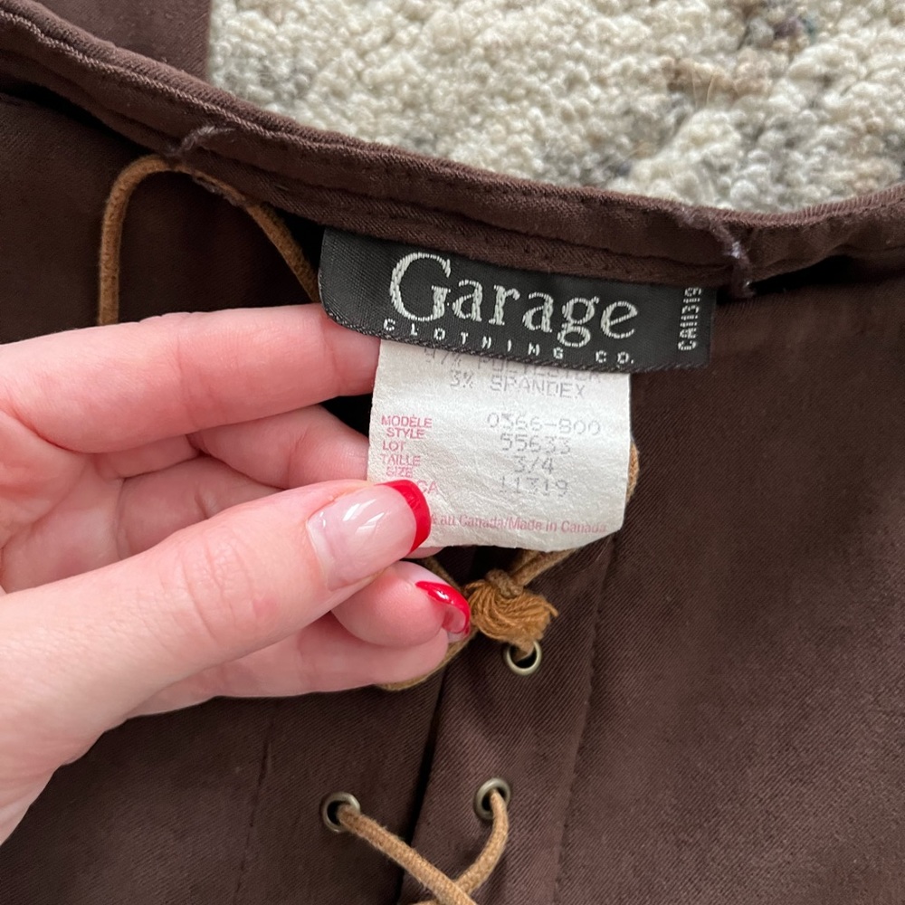 Vintage Garage Brown Boot Cut Flare Pants with Lace-Up Front - Picture 5 of 5